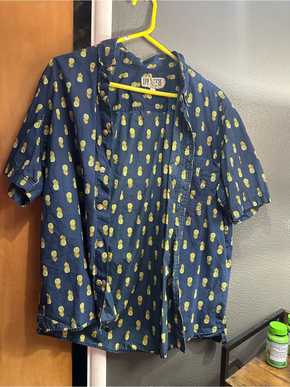 Kids Navy Pineapple Print Short Sleeve Shirt